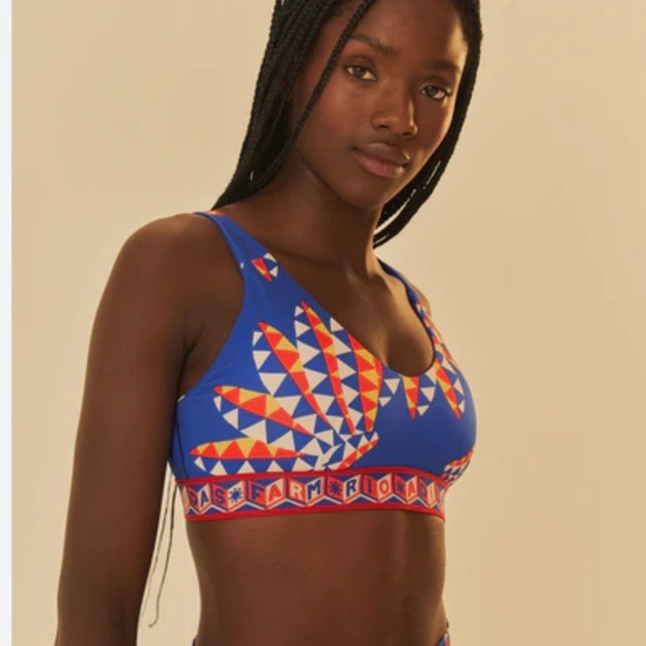 adidas x FARM Rio NWT Medium-Support Bra 
Blue Sz 4X Activewear Colorful Sporty - Picture 1 of 14
